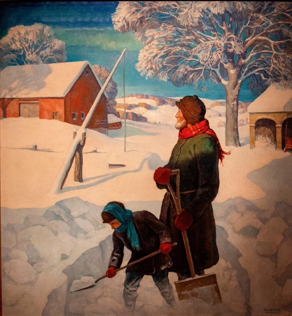 " Snowbound " by N.C. Wyeth in the new Rockwell/Wyeth Icons Of Americana exhibit at the Polk Museum of Art in Lakeland Fl. Wednesday January 24,2024.
Ernst Peters/The Ledger