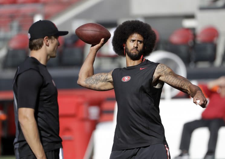 Colin Kaepernick will get his first start of the season on Sunday against Buffalo. (AP) 