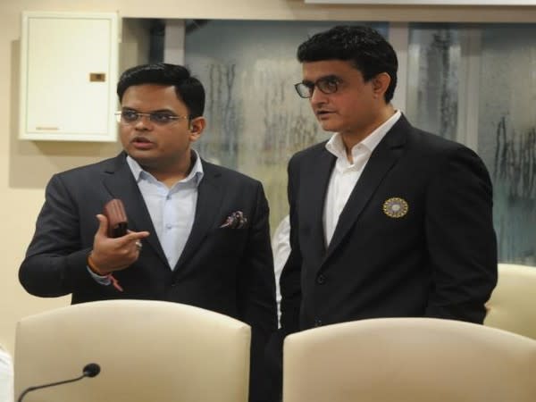 BCCI Secretary Jay Shah with President Sourav Ganguly.