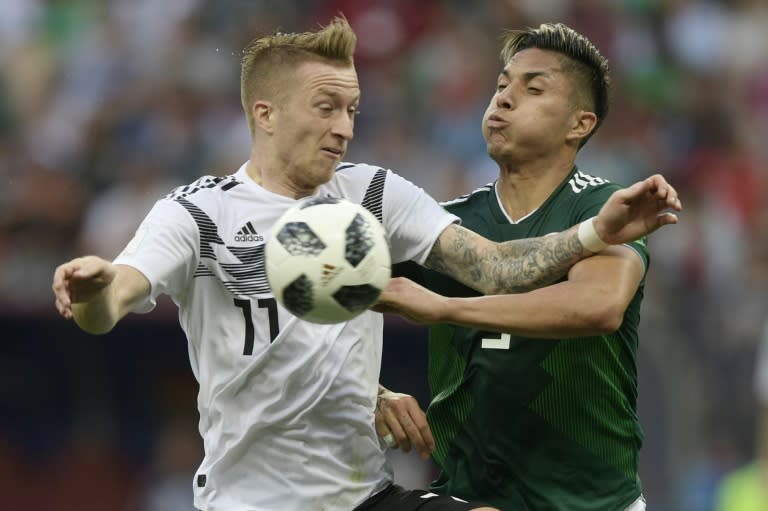 Marco Reus (L) was one the few Germany forwards to shine in the defeat to Mexico during his 30 minutes off the bench in Moscow