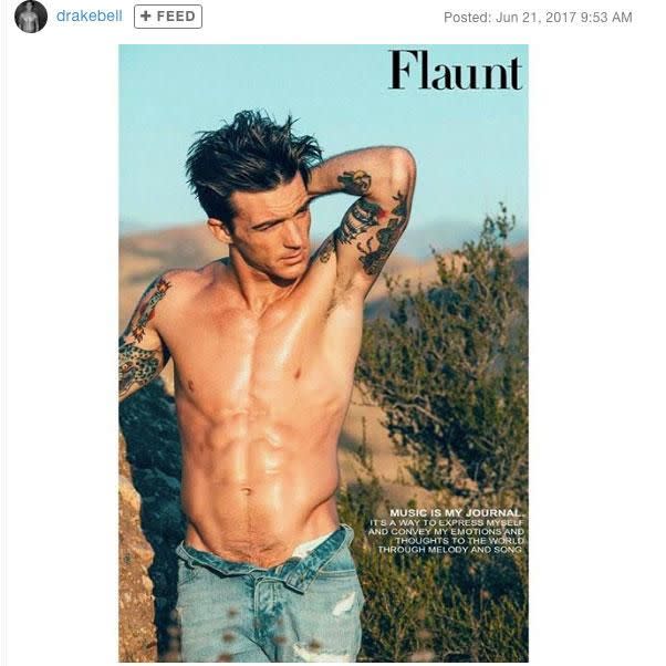 Former Nickelodeon star Drake Bell poses shirtless for Flaunt magazine. Source: Stephen Busken/Flaunt