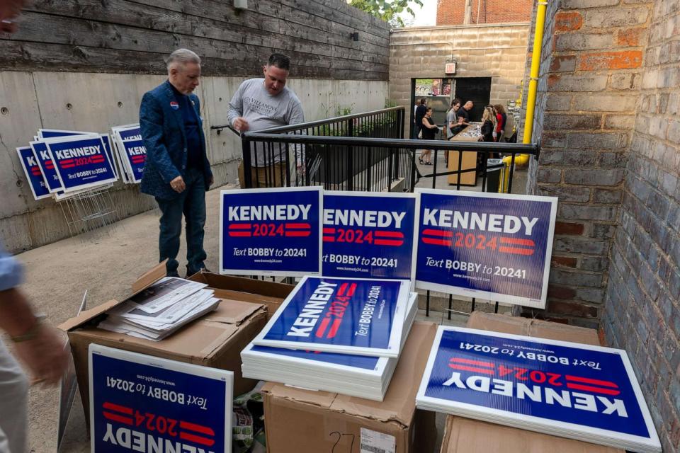 PHOTO: People wait for the arrival of Democratic presidential candidate Robert F. Kennedy, Jr. at a campaign event with voters in Brooklyn on August 30, 2023 in New York City. (Spencer Platt/Getty Images)