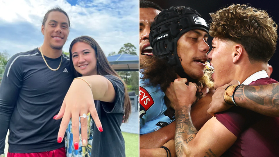Jarome Luai (pictured) is keen to play Origin again after a brutal last game, which prompted brutal online abuse for his his family. (Images: Instagram/Getty Images)