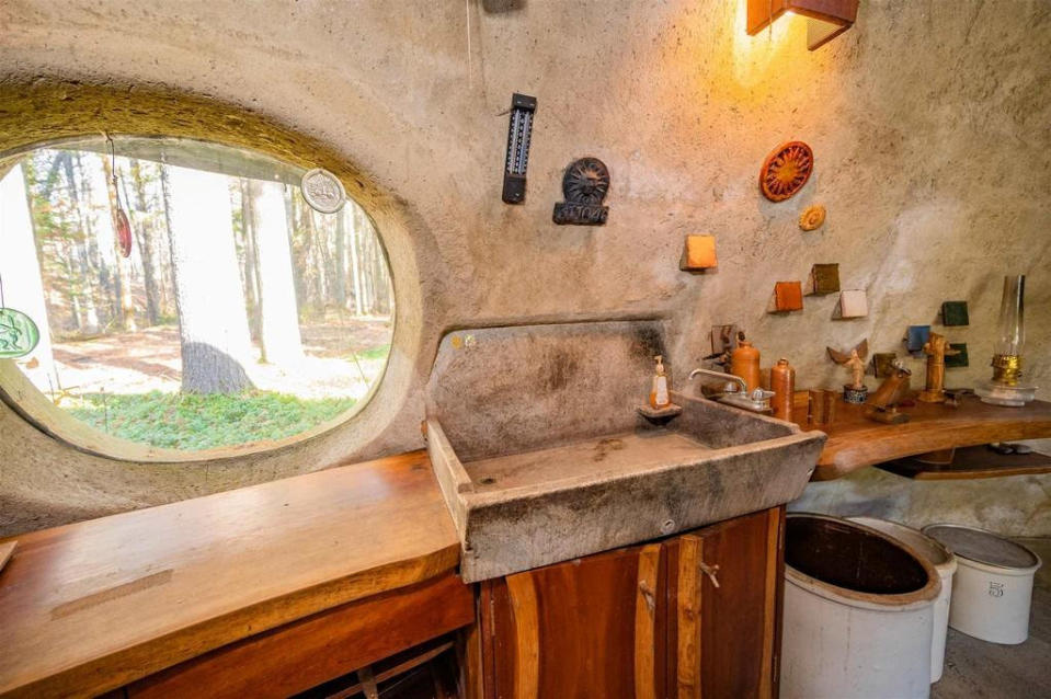The beautiful hand-made sink in the kitchen. (SWNS)