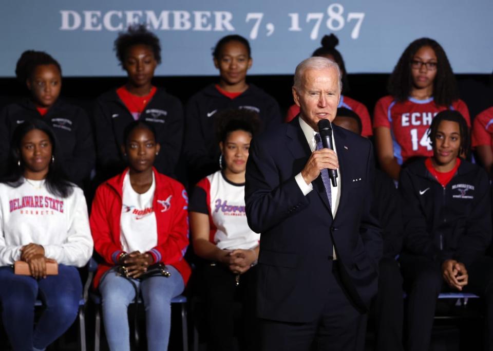 U.S. President Joe Biden gives remarks on student debt relief at Delaware State University on October 21, 2022 in Dover, Delaware. (Photo by Anna Moneymaker/Getty Images)