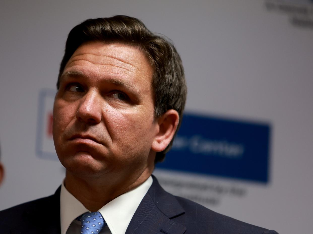 Florida Gov. Ron DeSantis speaks during a press conference at the University of Miami Health System Don Soffer Clinical Research Center on May 17, 2022 in Miami, Florida.