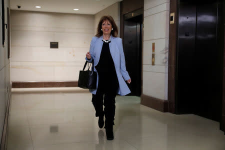 FILE PHOTO: Rep. Jackie Speier (D-CA) arrives for closed meeting of the House Intelligence Committee on Capitol Hill in Washington, U.S., January 16, 2018. REUTERS/Aaron P. Bernstein