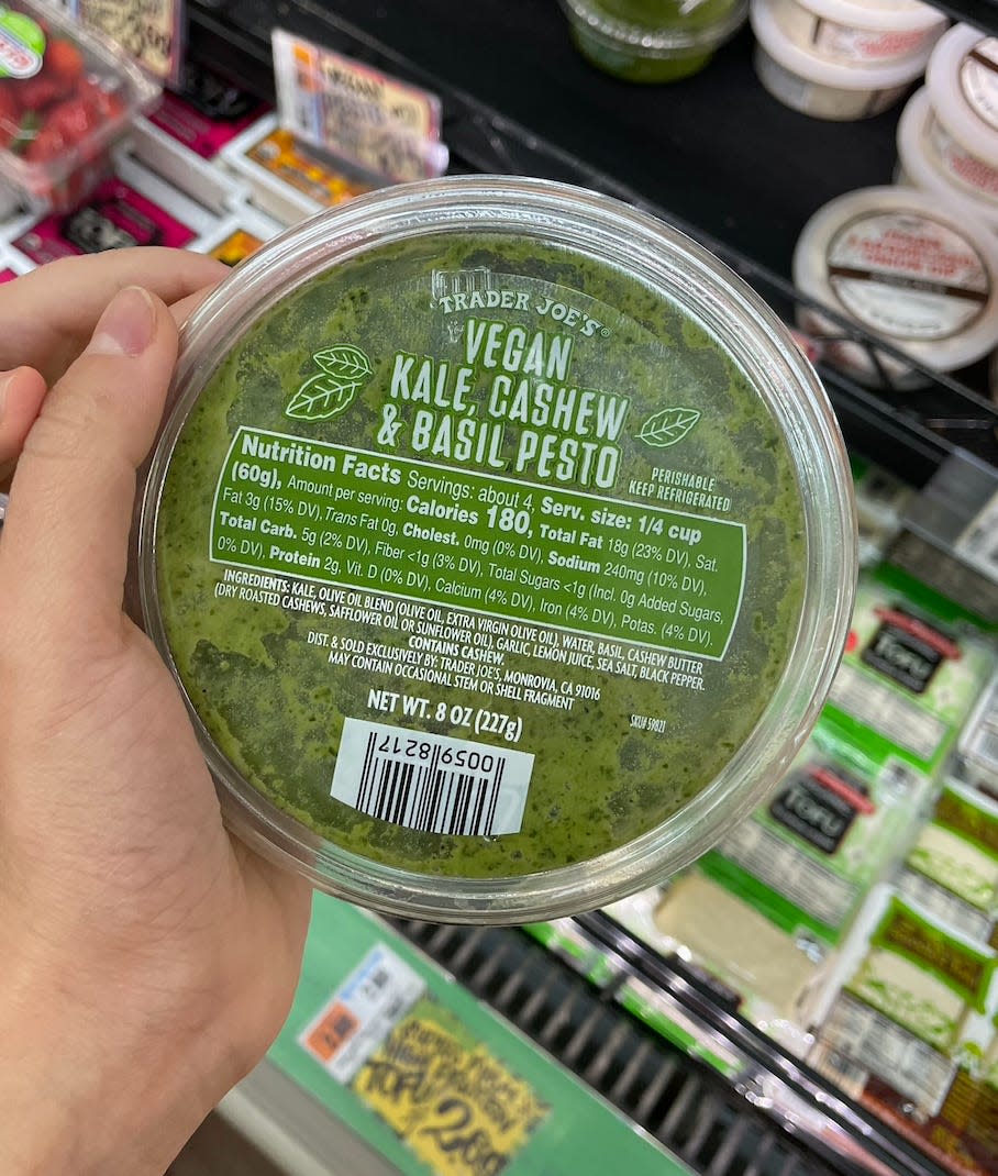 Vegan pesto at Trader Joe's.