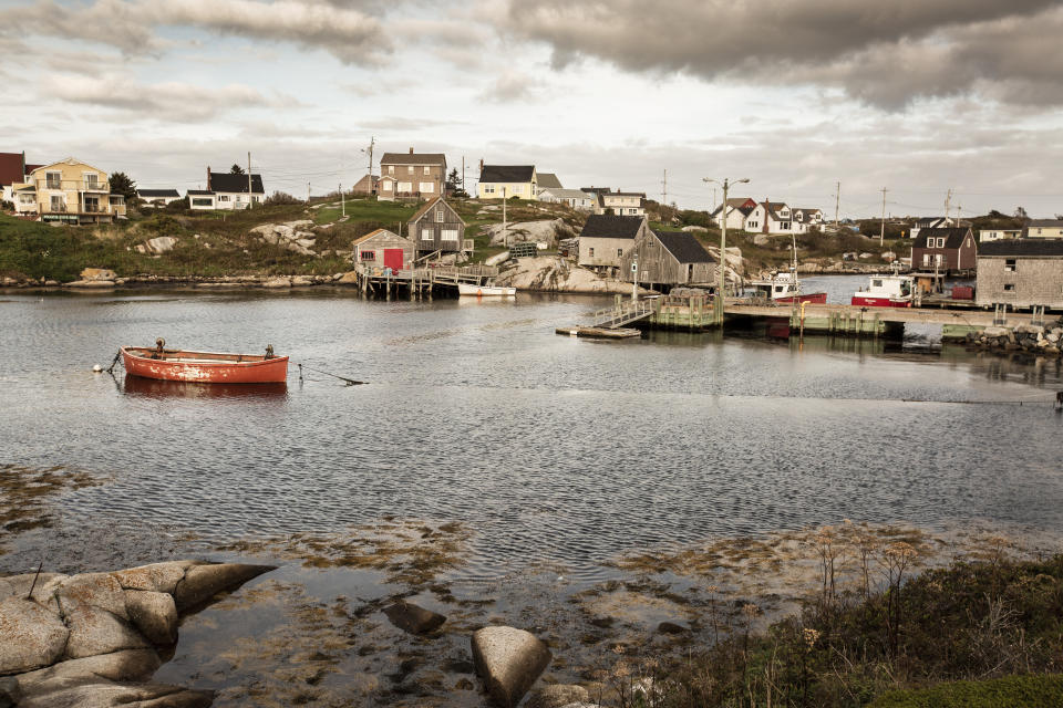 A quiet autumn afternoon in the sleepy fishing village of Peggy's Cove, Nova Scotia, Canada, near Halifax.