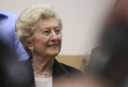 Former prisoner of Auschwitz concentration camp and plaintiff Irene Weiss arrives for the trial of former Nazi SS officer Oskar Groening (unseen), dubbed the "bookkeeper of Auschwitz", at the courtroom in the 'Ritterakademie' venue in Lueneburg, Germany, July 1, 2015. REUTERS/Ronny Hartmann/Pool