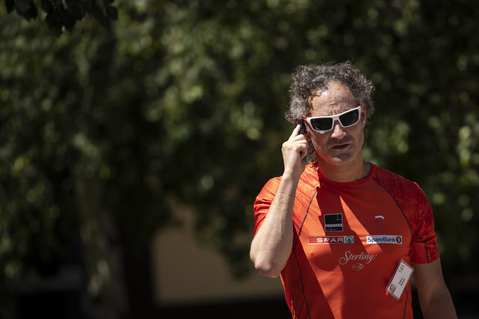 SUN VALLEY, ID - JULY 11: Alex Karp, chief executive officer of Palantir Technologies,  attends the annual Allen & Company Sun Valley Conference, July 11, 2019 in Sun Valley, Idaho. Every July, some of the world's most wealthy and powerful businesspeople from the media, finance, and technology spheres converge at the Sun Valley Resort for the exclusive weeklong conference. (Photo by Drew Angerer/Getty Images)