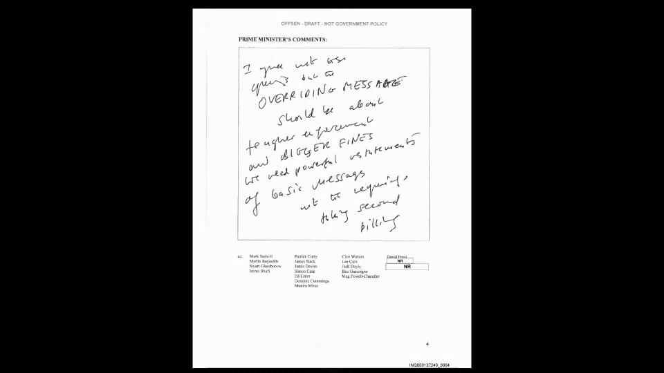 Boris Johnson was shown extracts from former Government chief scientific adviser Sir Patrick Vallance’s diaries which described Mr Johnson saying the Government should “let it rip” (the virus) through the population among other abhorrent comments (supplied)