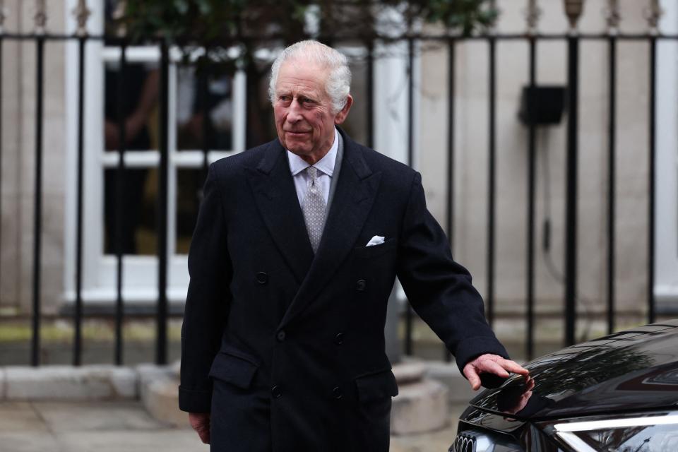 Britain's King Charles III, seen here leaving the London Clinic on Jan. 29, 2024, has been diagnosed with cancer. Britain's King Charles III, 75, stayed at the London Clinic following prostate surgery on Jan. 26, 2024.