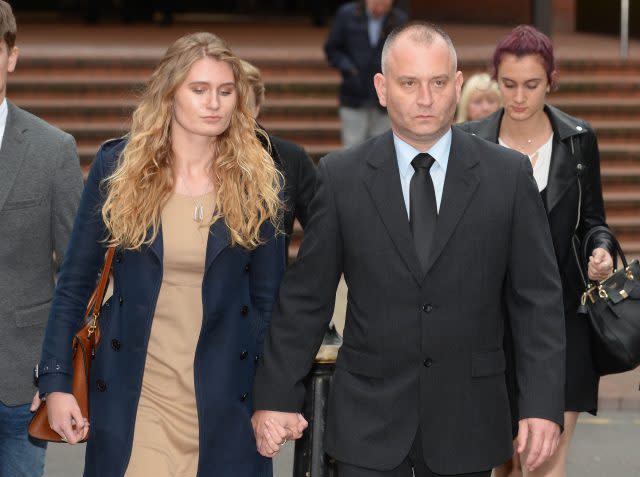 Peter Wilkinson leaves Birmingham Crown Court with his daughter Lydia (Ben Birchall/PA)