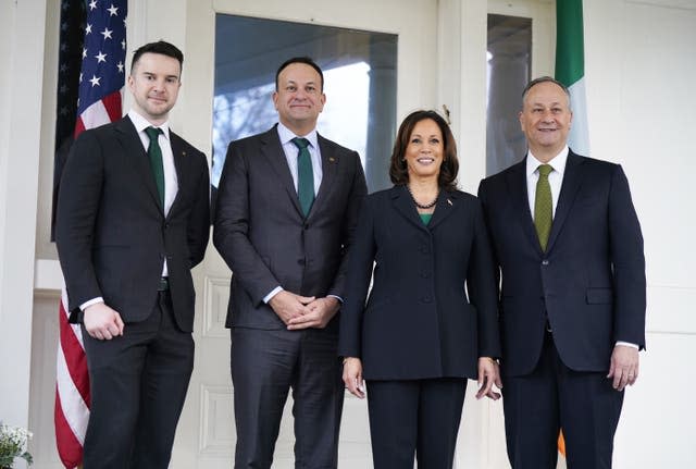 Leo Varadkar and partner with Kamala Harris and husband