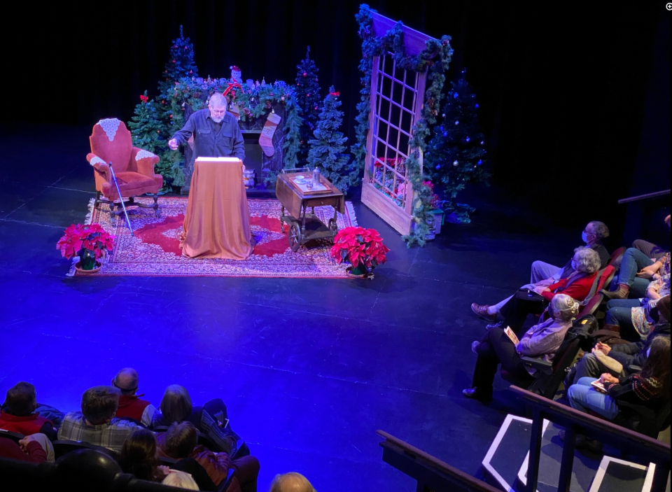 Storyteller Willem Lange performs "A Christmas Carol" in 2021 at Lost Nation Theater in Montpelier.