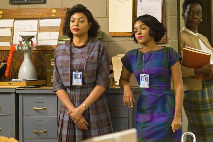 Taraji P. Henson as Katherine G. Johnson and Janelle Monáe as Mary Jackson in 