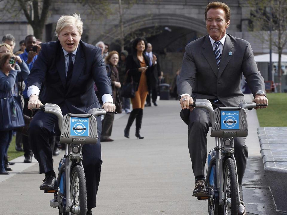 Boris Johnson Arnold Schwarzenegger bike