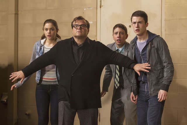 <p>Columbia/Sony/Village Roadshow/Kobal/Shutterstock</p> Odeya Rush, Jack Black, Ryan Lee, and Dylan Minnette in 'Goosebumps'.