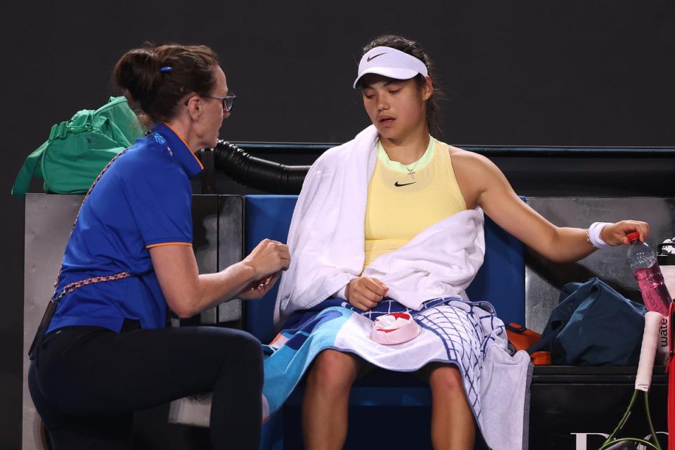 Raducanu had to have her blood pressure taken during the defeat (Getty)