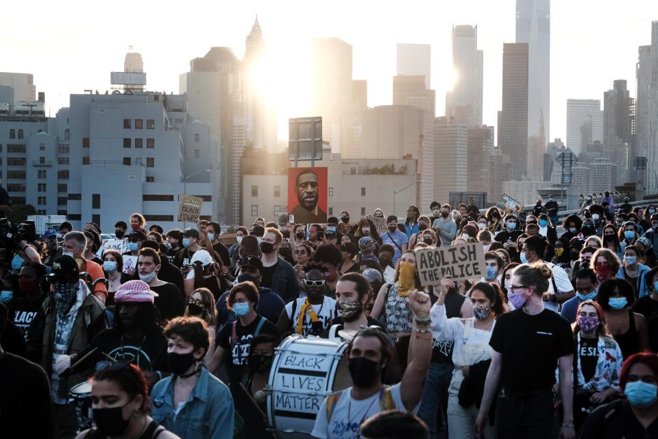 Black Lives Matter supporters on May 25, 2021, in New York City.