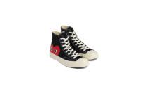 <p><a rel="nofollow noopener" href="https://shop.doverstreetmarket.com/comme-des-garcons/footwear/play-converse-chuck-taylor-all-star-70-high-black" target="_blank" data-ylk="slk:Dover Street Market, £110;elm:context_link;itc:0;sec:content-canvas" class="link "><em>Dover Street Market, £110</em></a> </p>