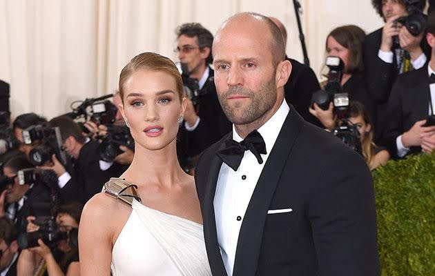 If you and your partner have 20 years between you like Rosie Huntington-Whiteley and Jason Statham, experts say there's a 95 percent chance of a split. Photo: Getty images