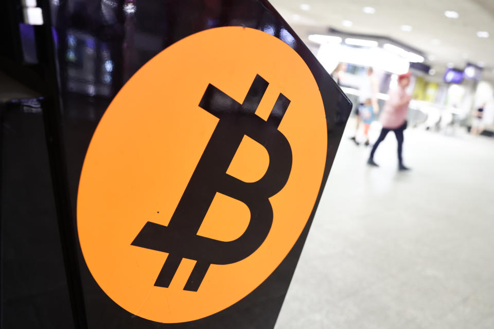 The Bitcoin logo is seen on an ATM in Krakow, Poland on April 8, 2024. (Photo by Jakub Porzycki/NurPhoto via Getty Images)