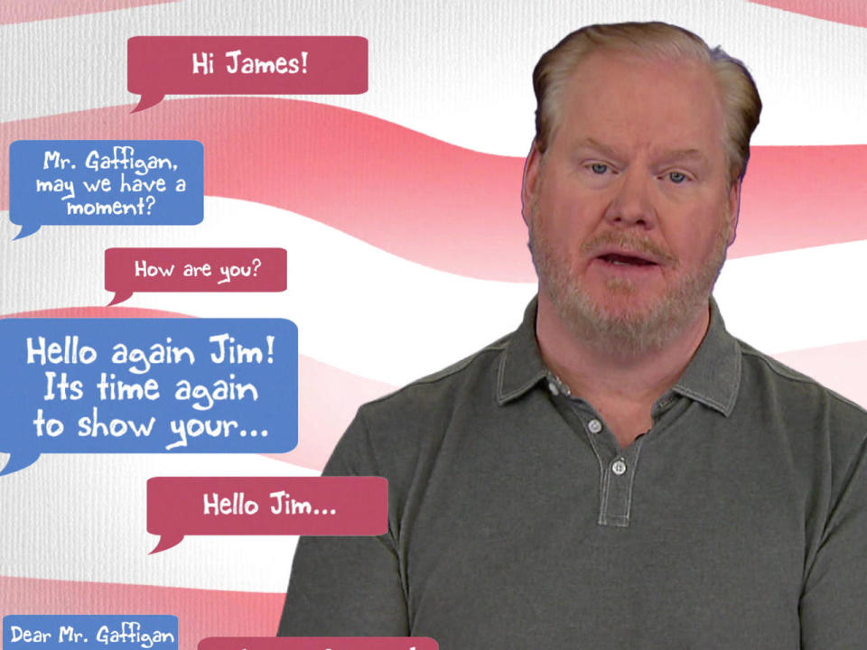 Political parties think comedian Jim Gaffigan is a soft touch. / Credit: CBS News