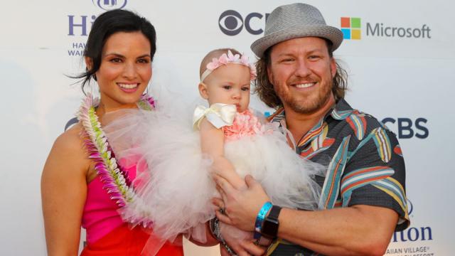 Katrina Law and Keith Andreen with their daughter Kinley