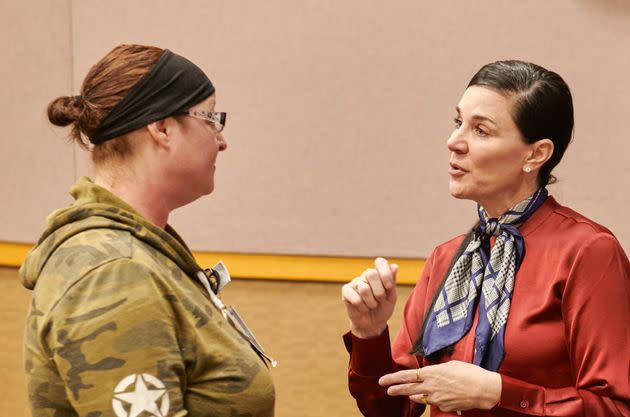 The author (right) chatting with nurse Jenn at University of Missouri Hospital.