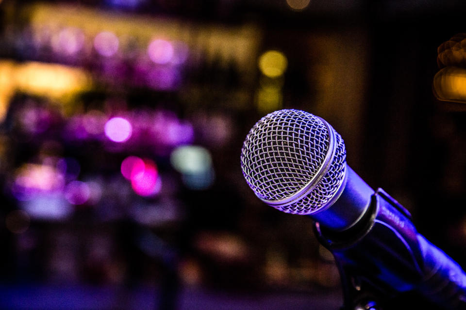 Microphone set up in a club.