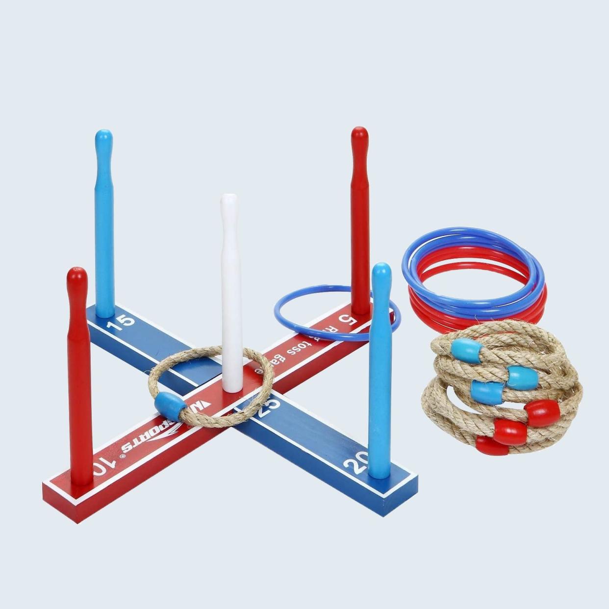 Red, white, and blue ring toss