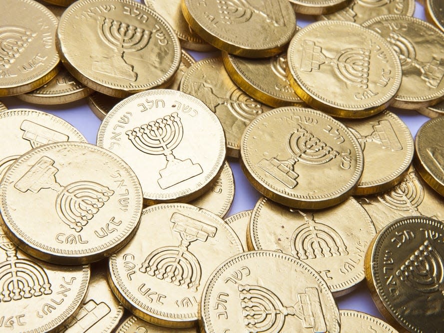 Hanukkah gelt, also known as chocolate coins.