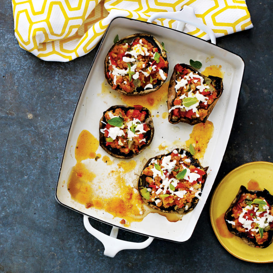 Spicy Sausage and Portobello ‘Pizzas'