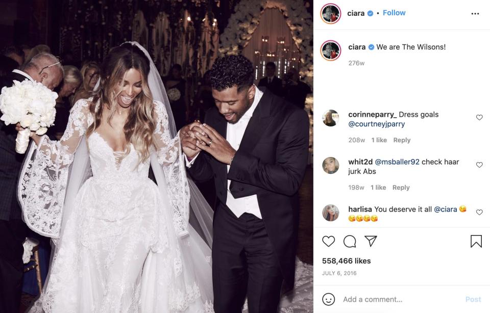 Ciara and Russell Wilson got married in 2016.