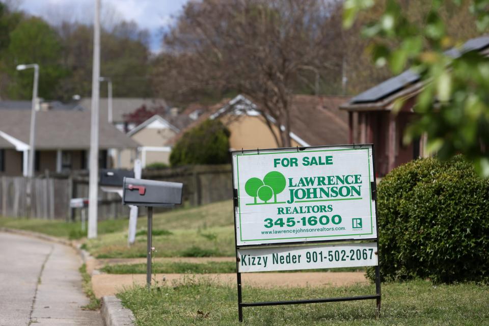 A home for sale in the Ridgeway Estates West neighborhood of Memphis, Tenn. on Friday, April 8, 2022. 