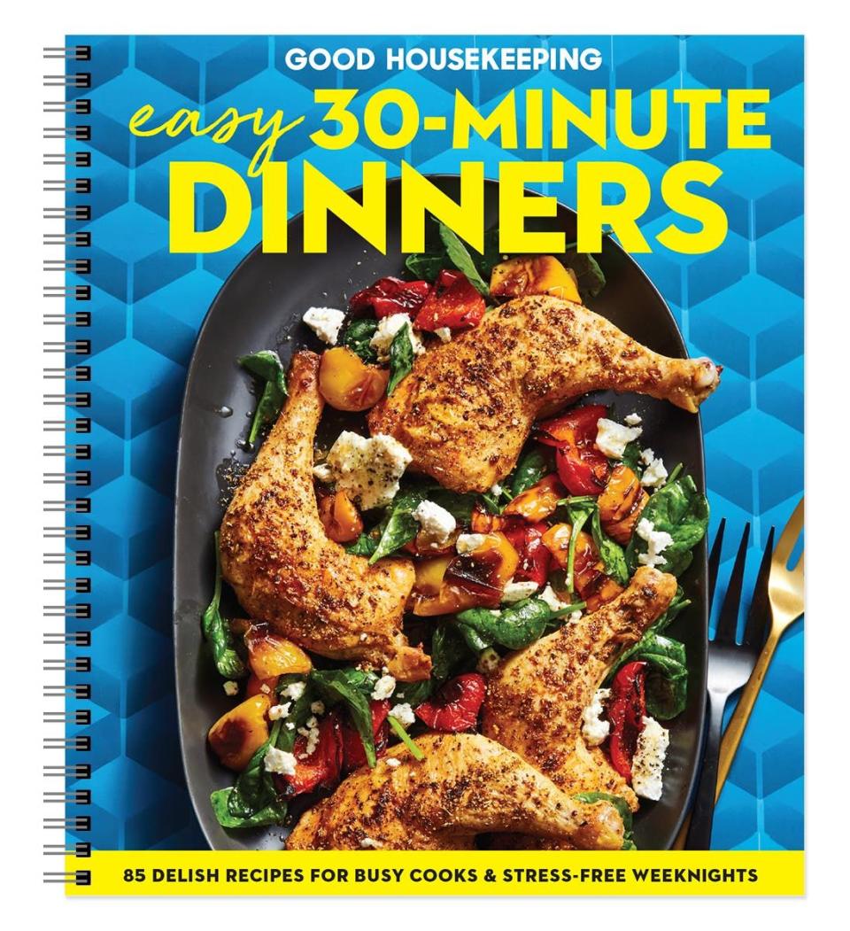 <p>goodhousekeeping.com</p><p><strong>$19.95</strong></p><p><a href="https://shop.goodhousekeeping.com/gh-easy-dinners-under-30-min.html" rel="nofollow noopener" target="_blank" data-ylk="slk:Shop Now;elm:context_link;itc:0;sec:content-canvas" class="link ">Shop Now</a></p><p><em>Good Housekeeping 30-Minute Dinners </em>takes the guesswork out of dinnertime with dozens of deliciously easy recipes that use your favorite time-saving kitchen tools and are guaranteed to help you get dinner on the table in record time.</p>