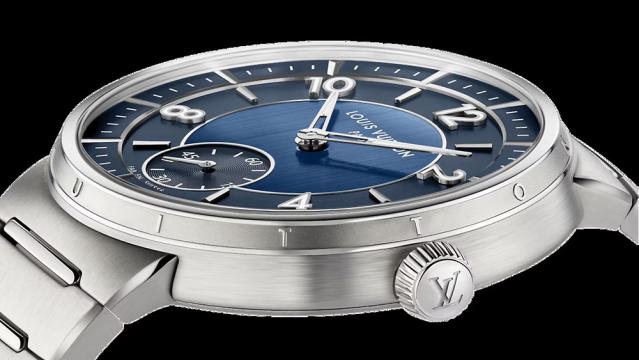 Watch Louis Vuitton TAMBOUR MOON BLUE  Tambour Stainless Steel - Matt Blue  Dial