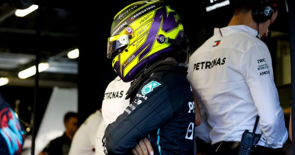 Mercedes' Lewis Hamilton during the Azerbaijan Grand Prix. Baku, June 2022. Credit: PA Images