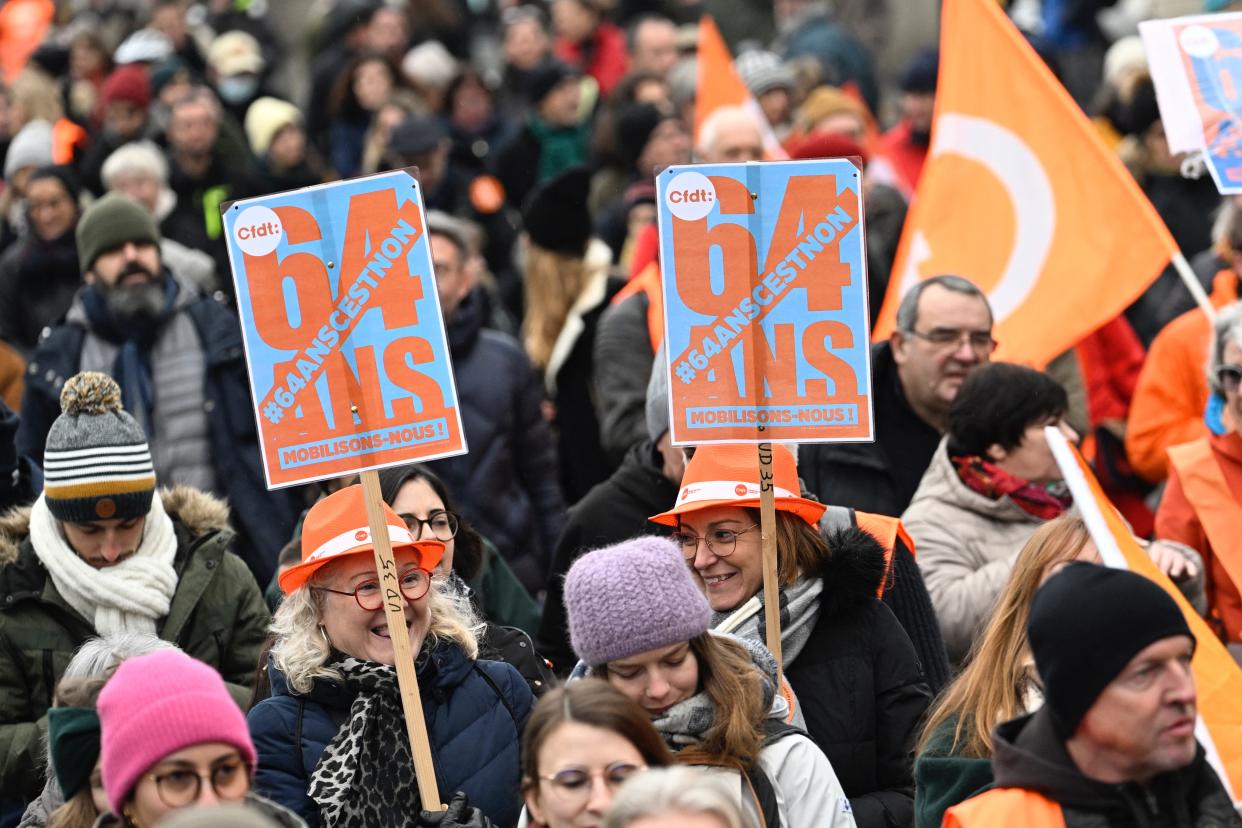 Manifestation à Rennes contre la réforme des retraites, le 19 janvier 2023 (Photo by DAMIEN MEYER / AFP)