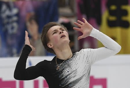 Figure Skating - ISU Grand Prix Rostelecom Cup 2017 - Men's Short Program - Moscow, Russia - October 20, 2017 - Mikhail Kolyada of Russia competes. REUTERS/Alexander Fedorov