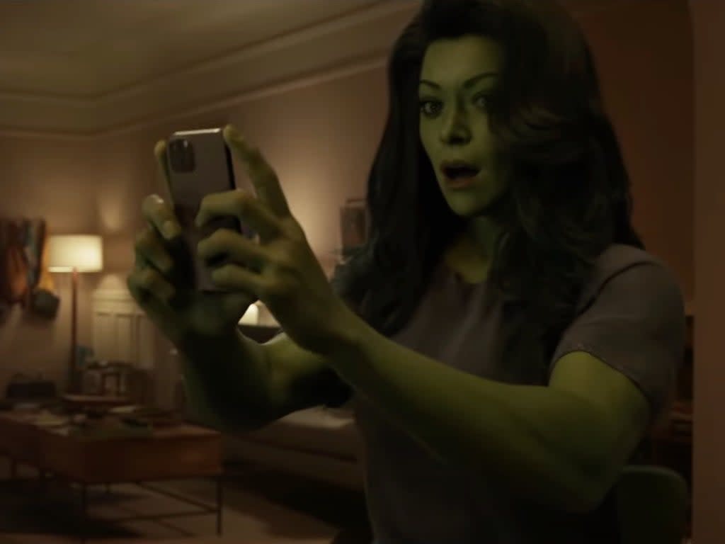 Tatiana Maslany as She-Hulk in the forthcoming Disney+  series  (YouTube/Marvel Entertainment)