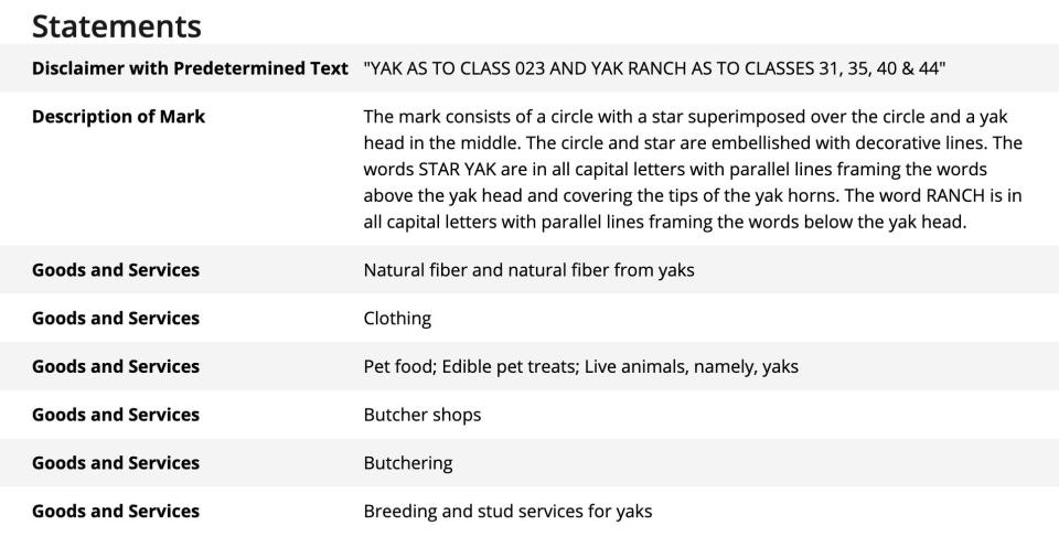 According to a public filing, Star plans to sell yak products like yak yarn and pet food made from yak meat.