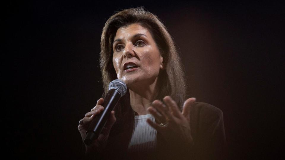 PHOTO: Republican presidential candidate and former U.S. Ambassador to the United Nations Nikki Haley speaks during a campaign visit, ahead of the Republican presidential primary election, at the Etherredge Center, Feb. 5, 2024, in Aiken, S.C. (Alyssa Pointer/Reuters, FILE)