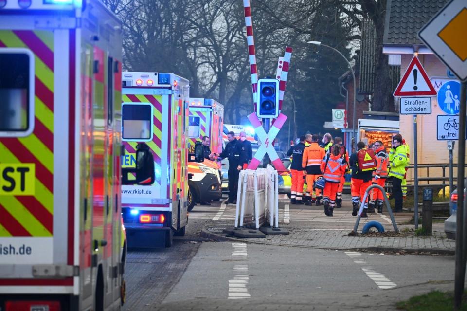 Emergency services at the scene on Wednesday (AP)