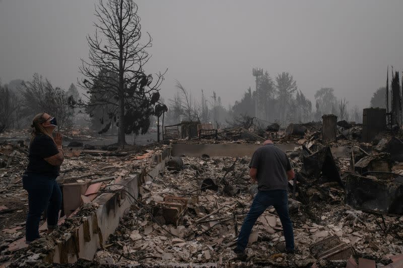 Couple arrive to find their home gutted by the Almeda fire in Talent, Oregon