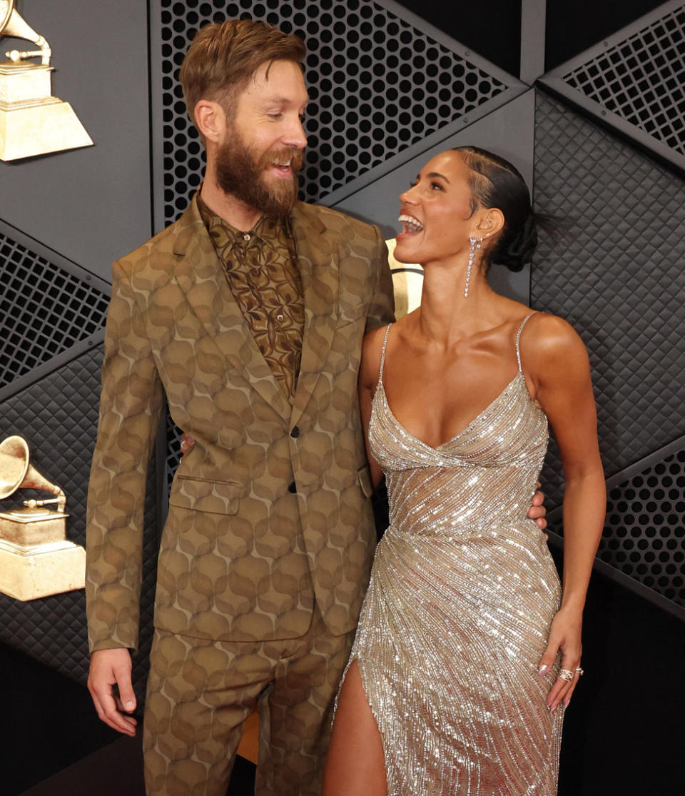 Calvin Harris and Vick Hope at the GRammys