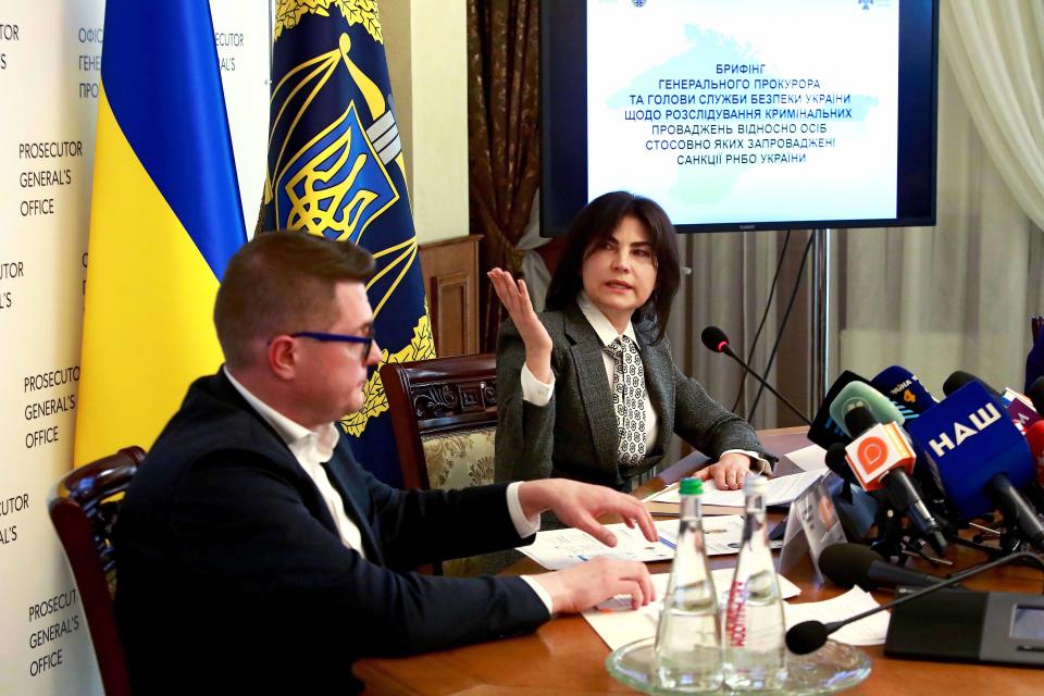 Briefing of Iryna Venediktova and Ivan Bakanov in Kyiv (Volodymyr Tarasov / Future Publishing via Getty Images file)