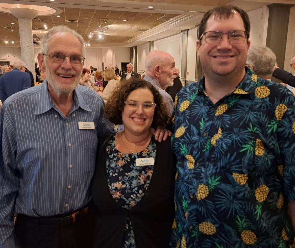 Robert Seide with his daughter Laura and son-in-law Andrew Bishop at Passover Seder.